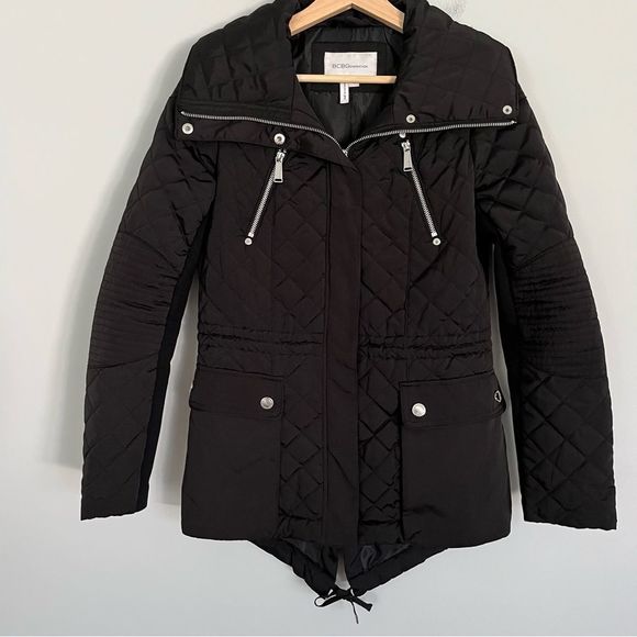 BCBGeneration Quilted Moto Style Jacket in Black, Size XS - Picture 1 of 11